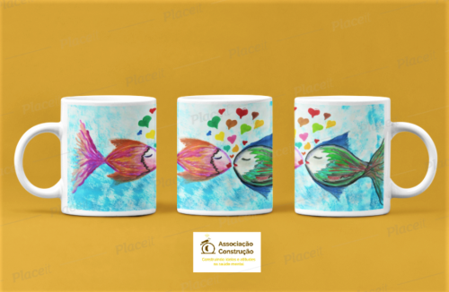 Caneca Peixes apaixonados Caneca Cerâmica Peixes Apaixonados